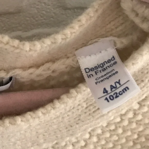 🌺 Host Pick !! 🌺 Okaïdi Cute tricot Cream Top - Girl Size 4 - Picture 3 of 4